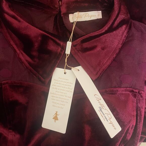 NWT Belle Poque Holiday Party Dress sz Extra Large Burgundy Wine Stretch Velvet - Picture 6 of 10